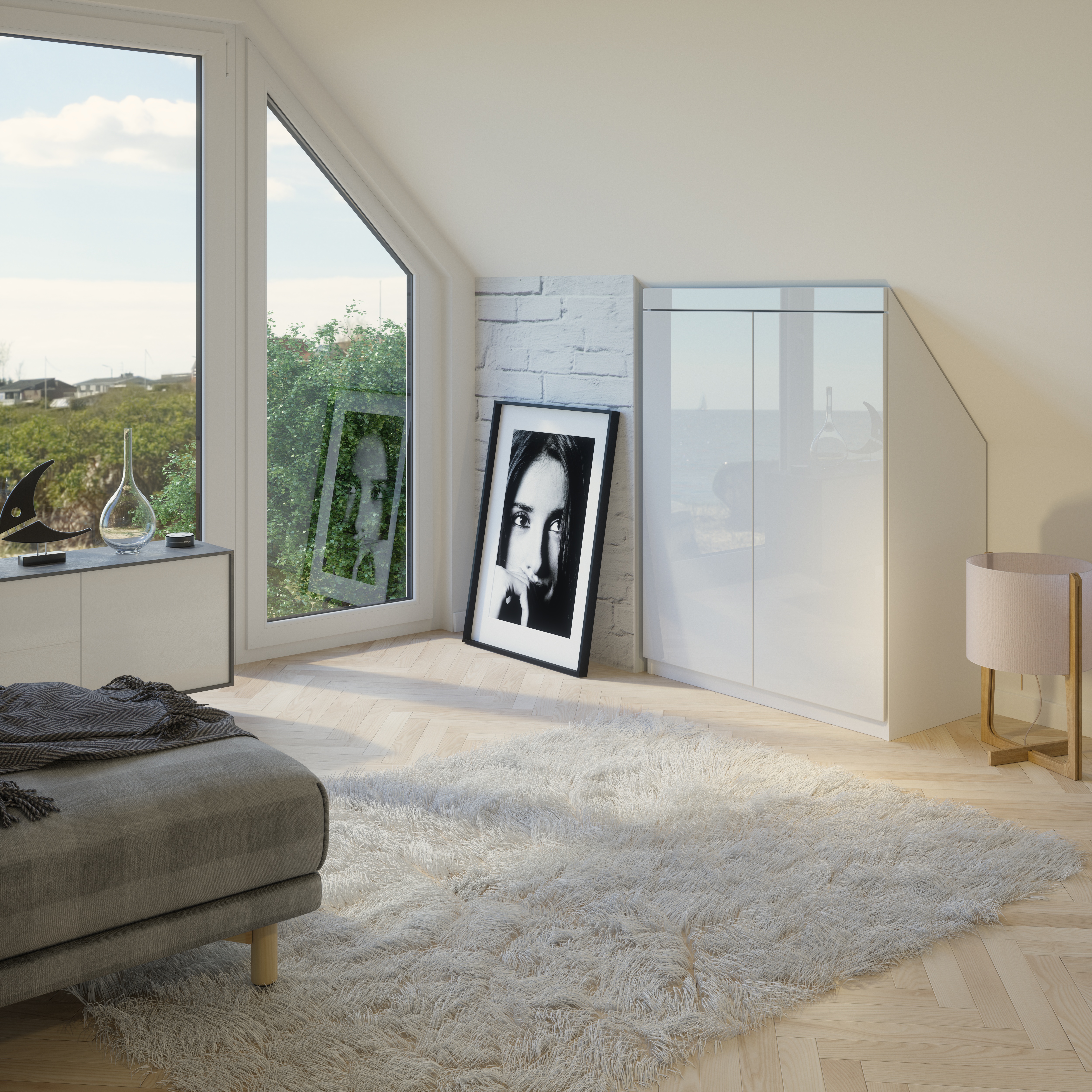 Drempelschrank nach Maß 2-türig – Individuell konfigurierbarer Dachschrägenschrank | Maßanfertigung für Drempel, Nischen & Dachschrägen | Perfekter Stauraum | Made in Germany