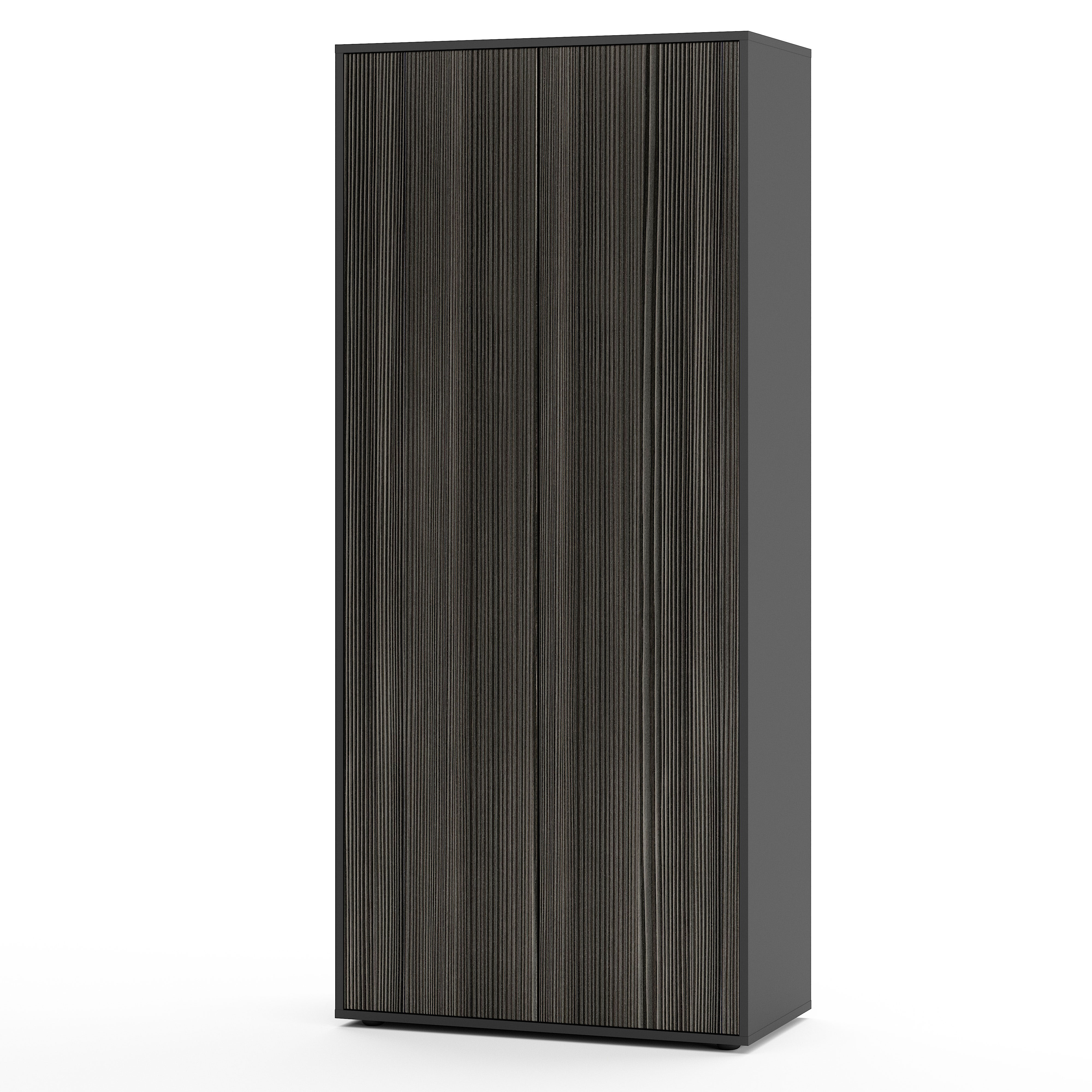 Büroschrank Amira T00, geschlossener Schrank mit 2 großen Türen, Anthrazit Korpus, Fronten in Avola Anthrazit, Push-to-Open, 180x80x40 cm, Aktenregal für Büro und Homeoffice