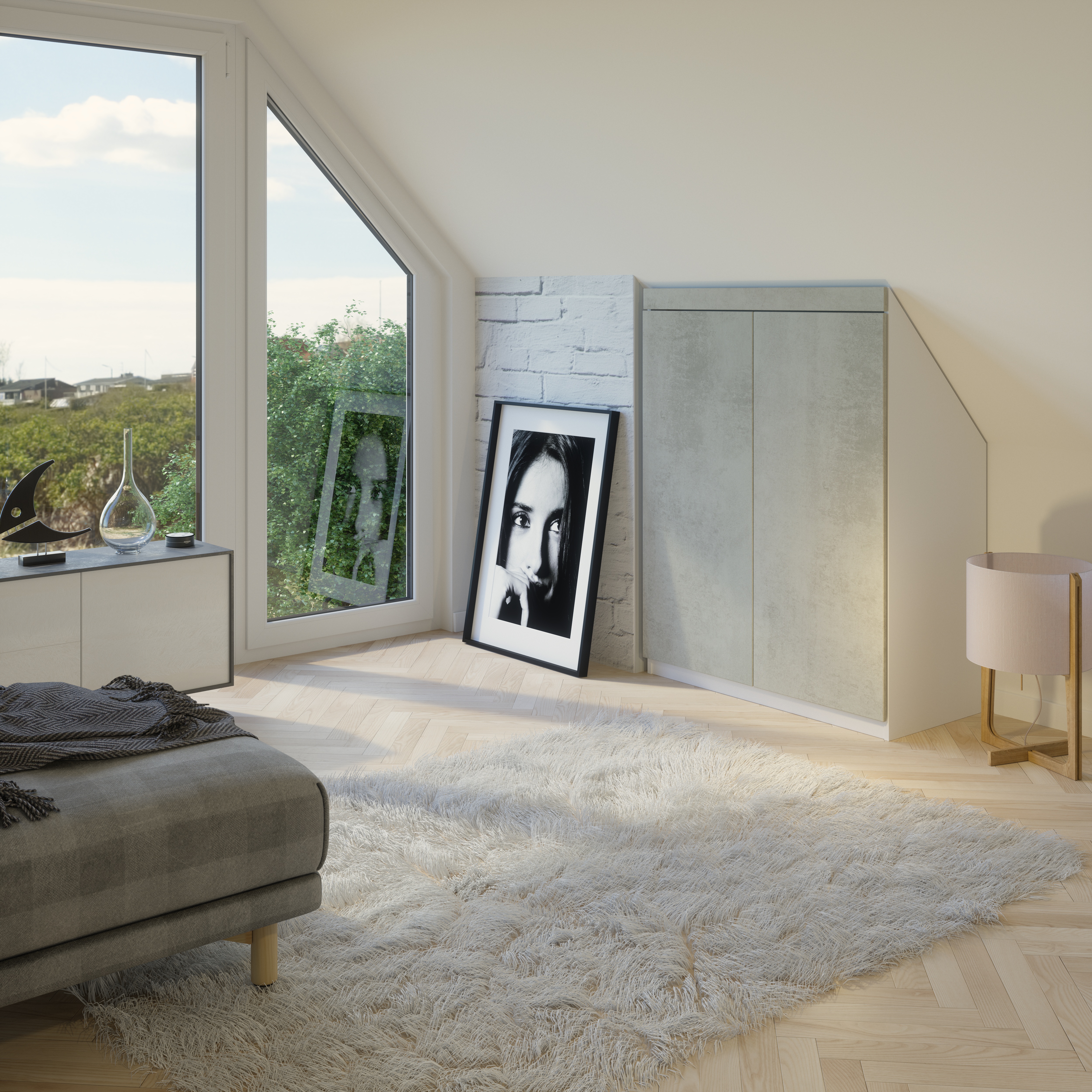 Drempelschrank nach Maß 2-türig – Individuell konfigurierbarer Dachschrägenschrank | Maßanfertigung für Drempel, Nischen & Dachschrägen | Perfekter Stauraum | Made in Germany