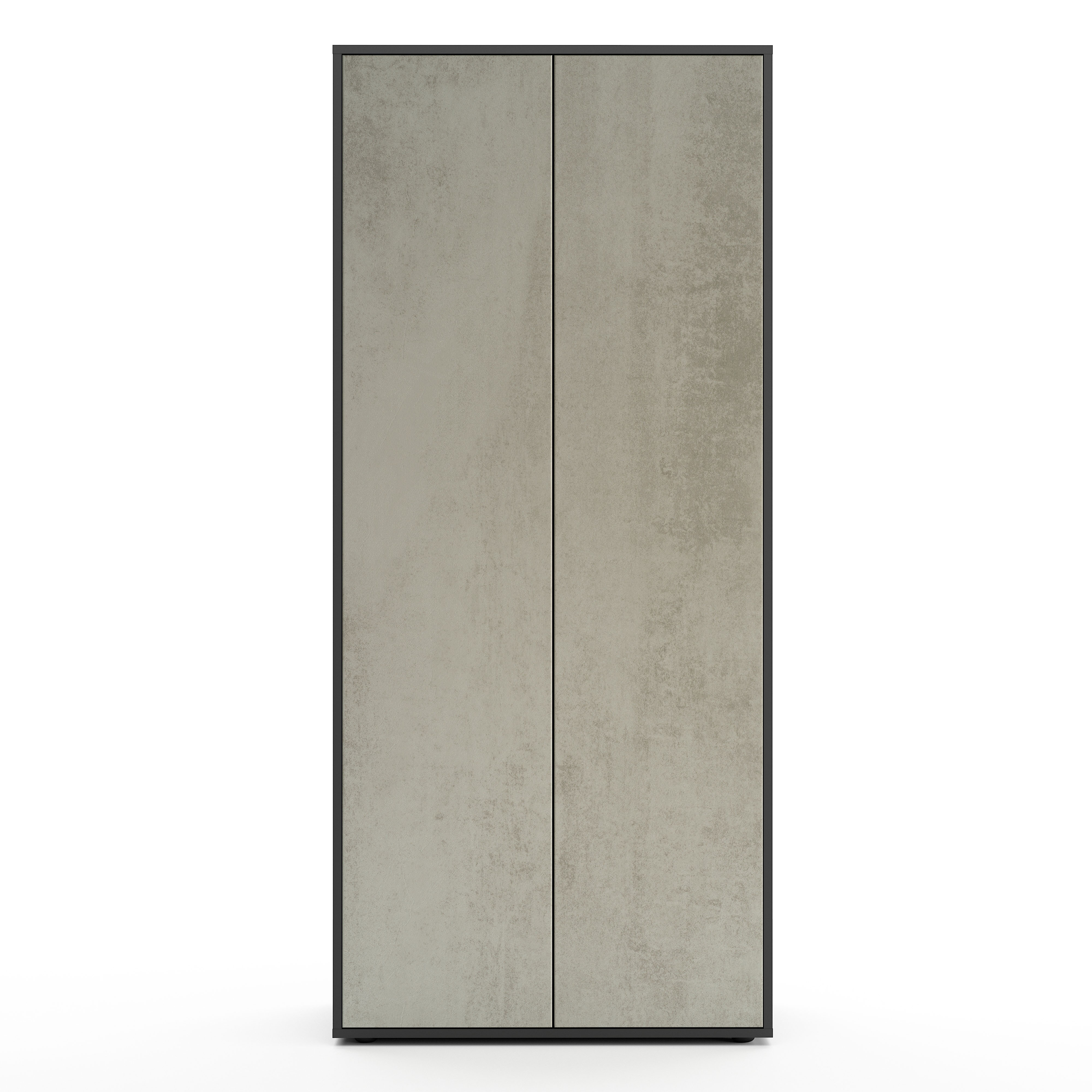 Büroschrank Amira T00, geschlossener Schrank mit 2 großen Türen, Anthrazit Korpus, Fronten in Beton Oxid, Push-to-Open, 180x80x40 cm, Aktenregal für Büro und Homeoffice