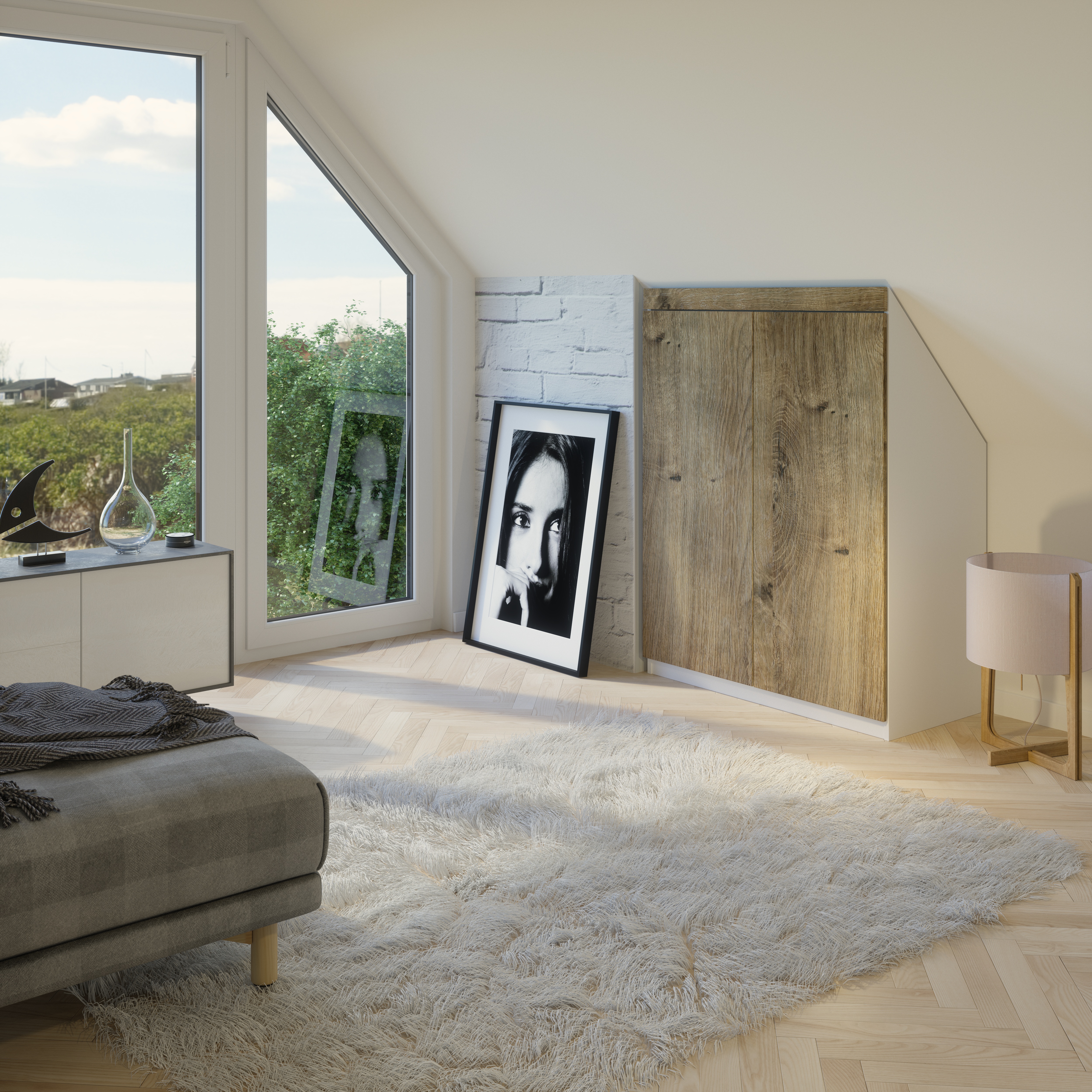 Drempelschrank nach Maß 2-türig – Individuell konfigurierbarer Dachschrägenschrank | Maßanfertigung für Drempel, Nischen & Dachschrägen | Perfekter Stauraum | Made in Germany