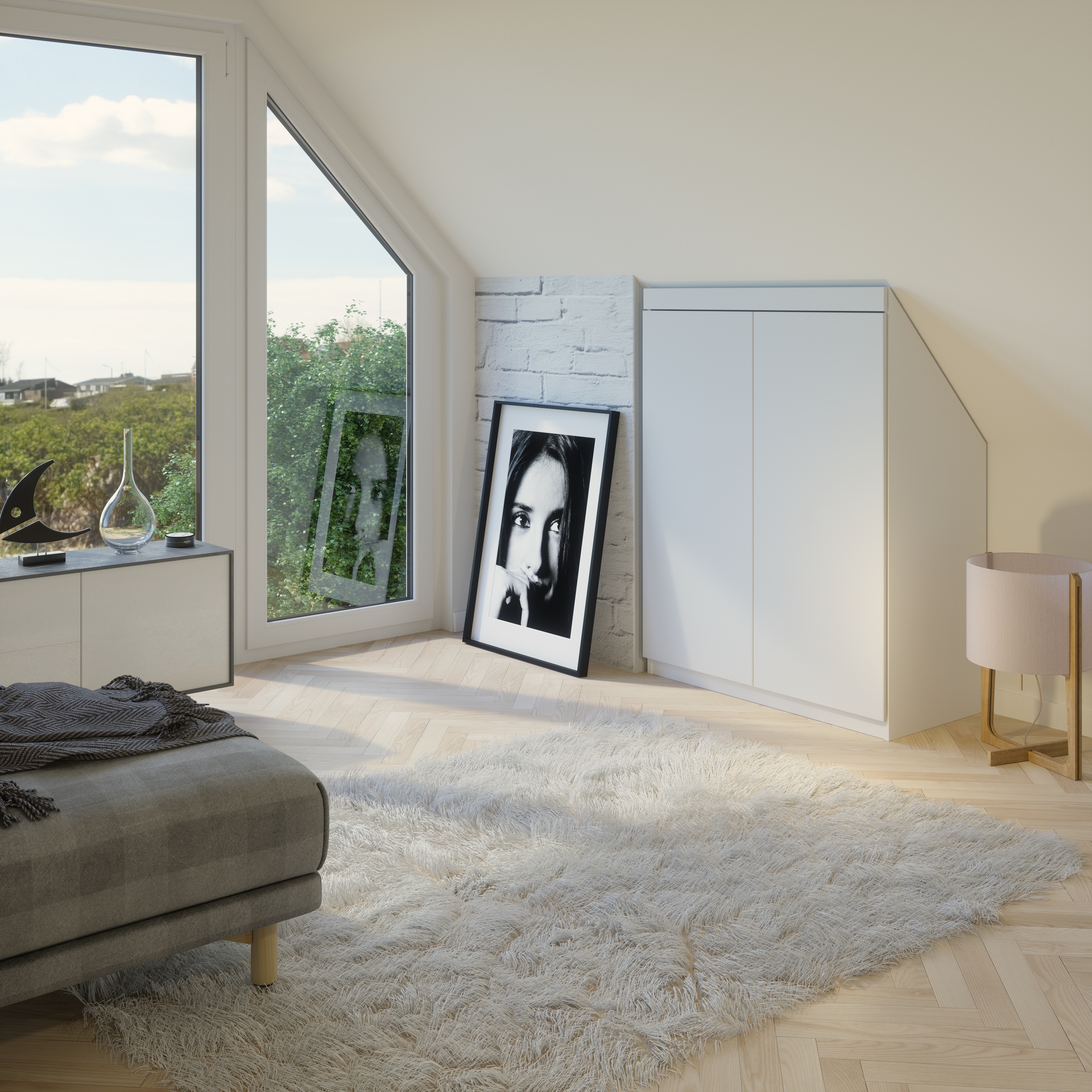 Drempelschrank nach Maß 2-türig – Individuell konfigurierbarer Dachschrägenschrank | Maßanfertigung für Drempel, Nischen & Dachschrägen | Perfekter Stauraum | Made in Germany