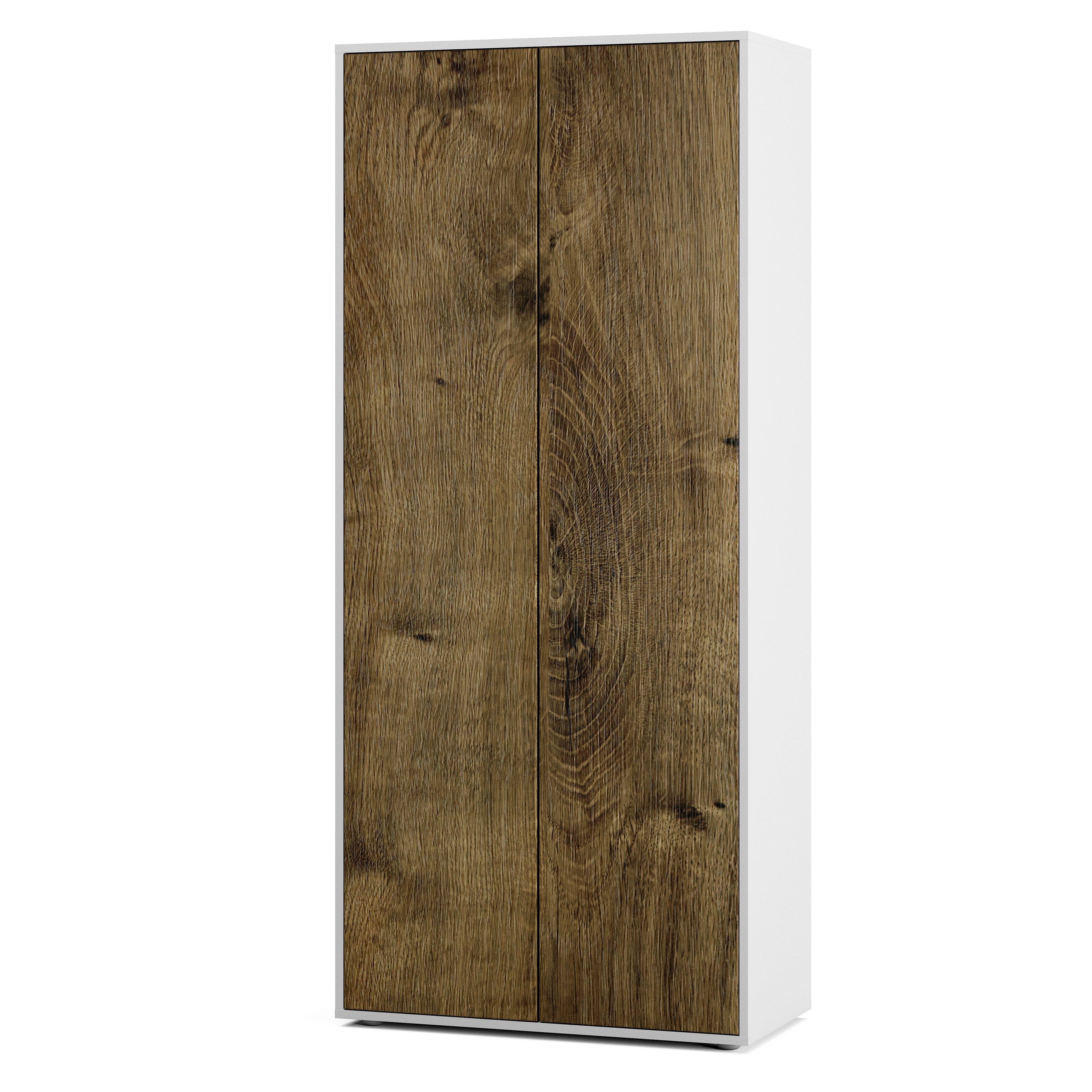 Büroschrank Amira T00 | Aktenschrank & Mehrzweckschrank in Weiß & Eiche Ribbeck | 180x80x40 cm | Push-to-Open für Büro