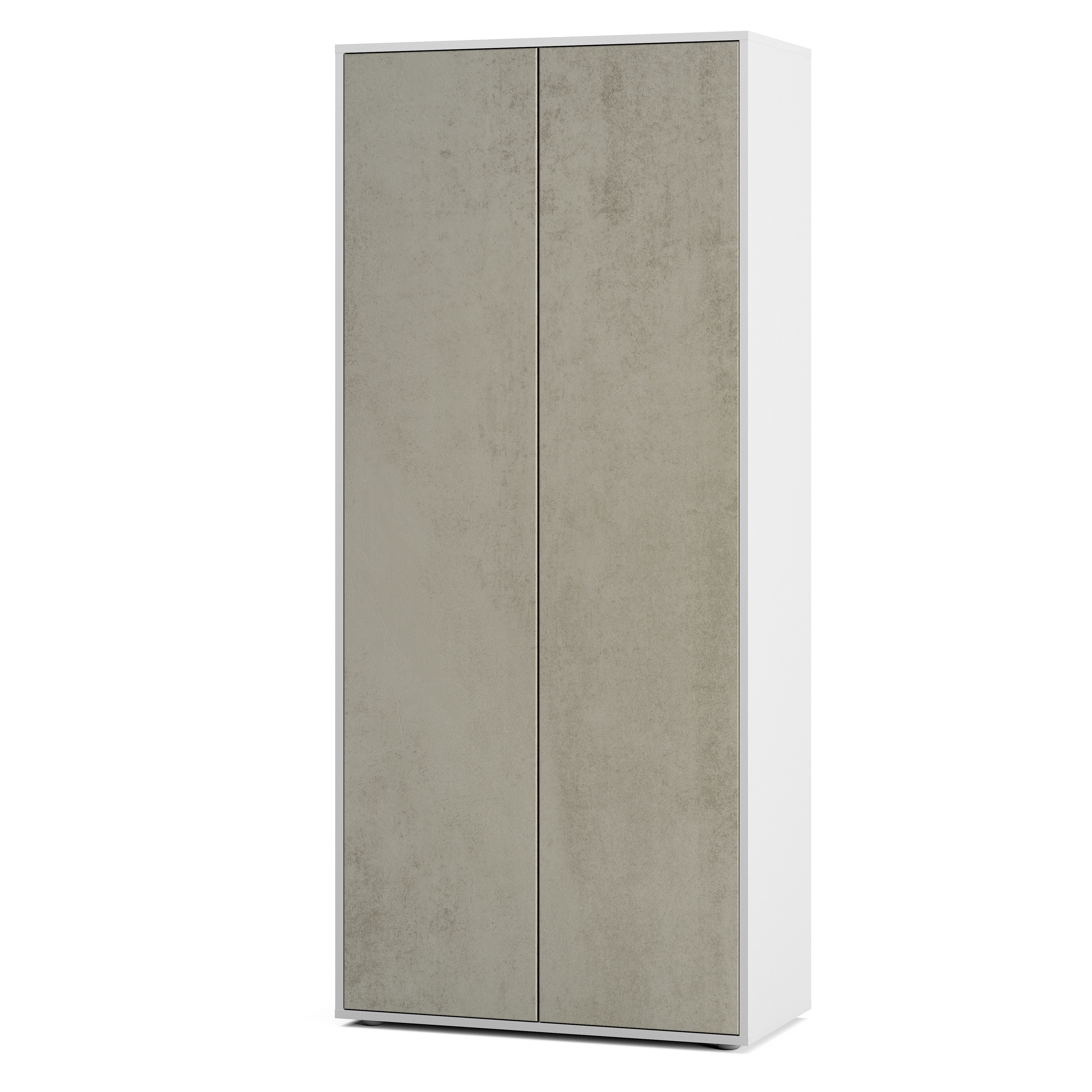 Büroschrank Amira T00 | Aktenschrank & Mehrzweckschrank in Weiß & Beton Oxid | 180x80x40 cm | Push-to-Open für Büro