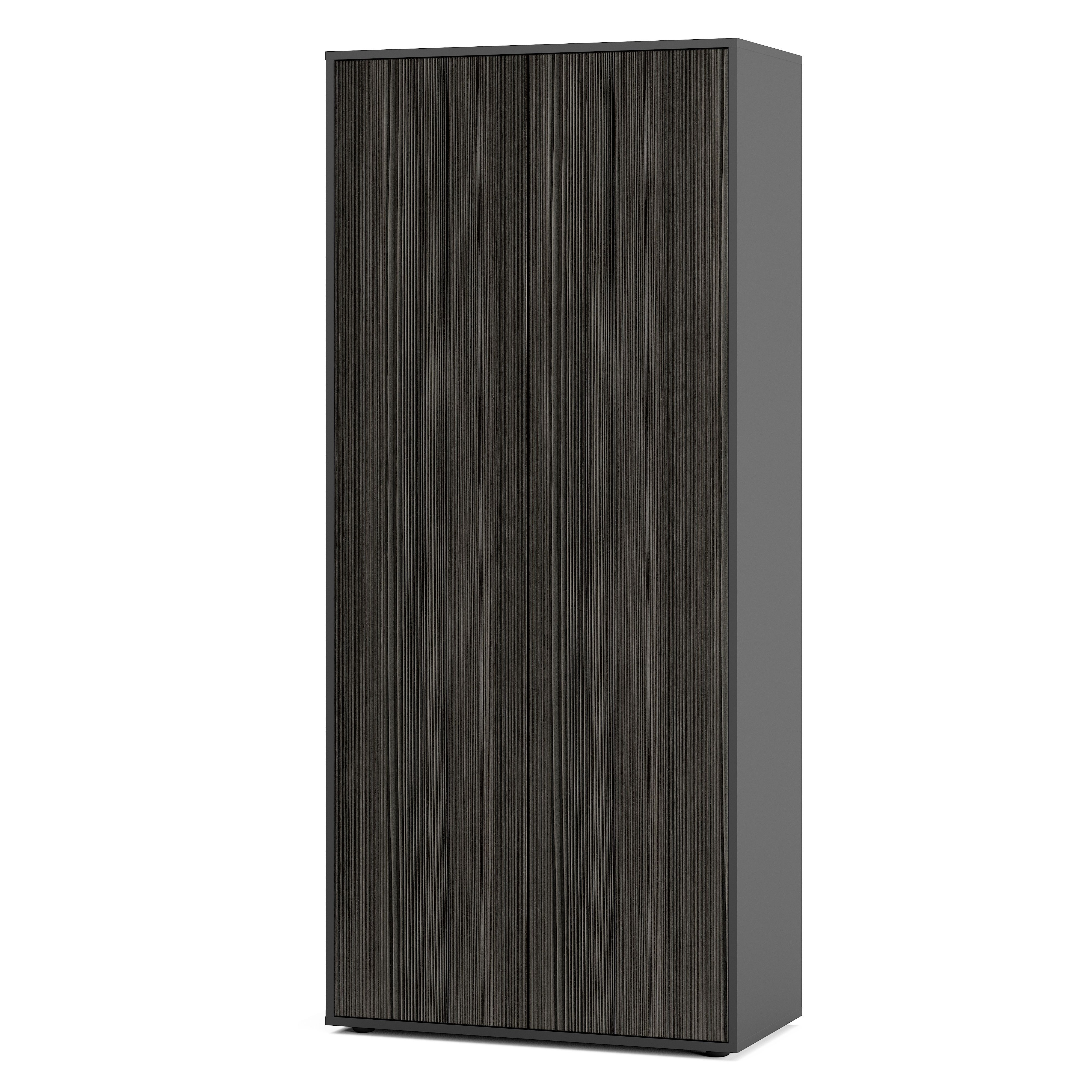 Büroschrank Amira T00, geschlossener Schrank mit 2 großen Türen, Anthrazit Korpus, Fronten in Avola Anthrazit, Push-to-Open, 180x80x40 cm, Aktenregal für Büro und Homeoffice