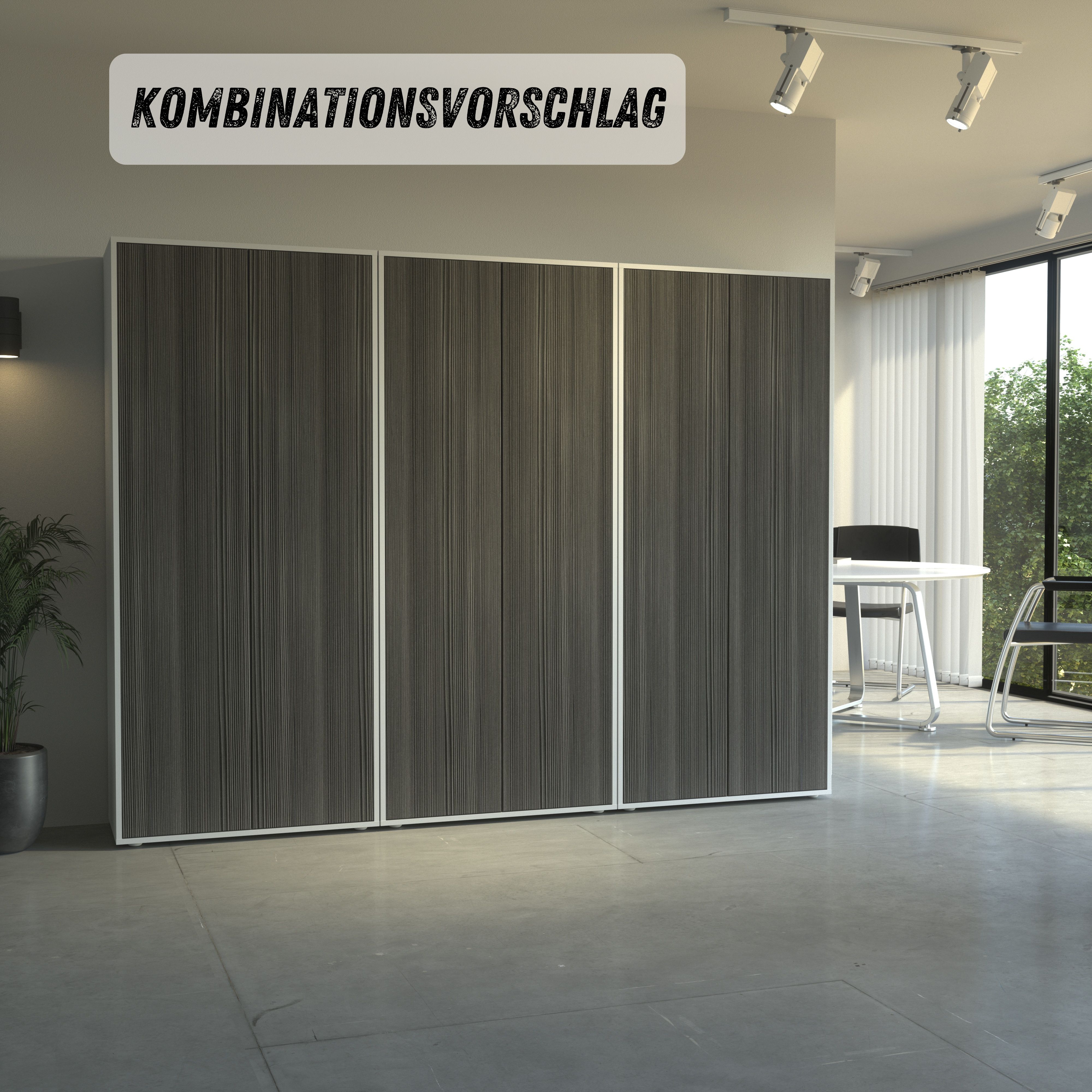 Büroschrank Amira T00 | Aktenschrank & Mehrzweckschrank in Weiß & Avola Anthrazit | 180x80x40 cm | Push-to-Open für Büro
