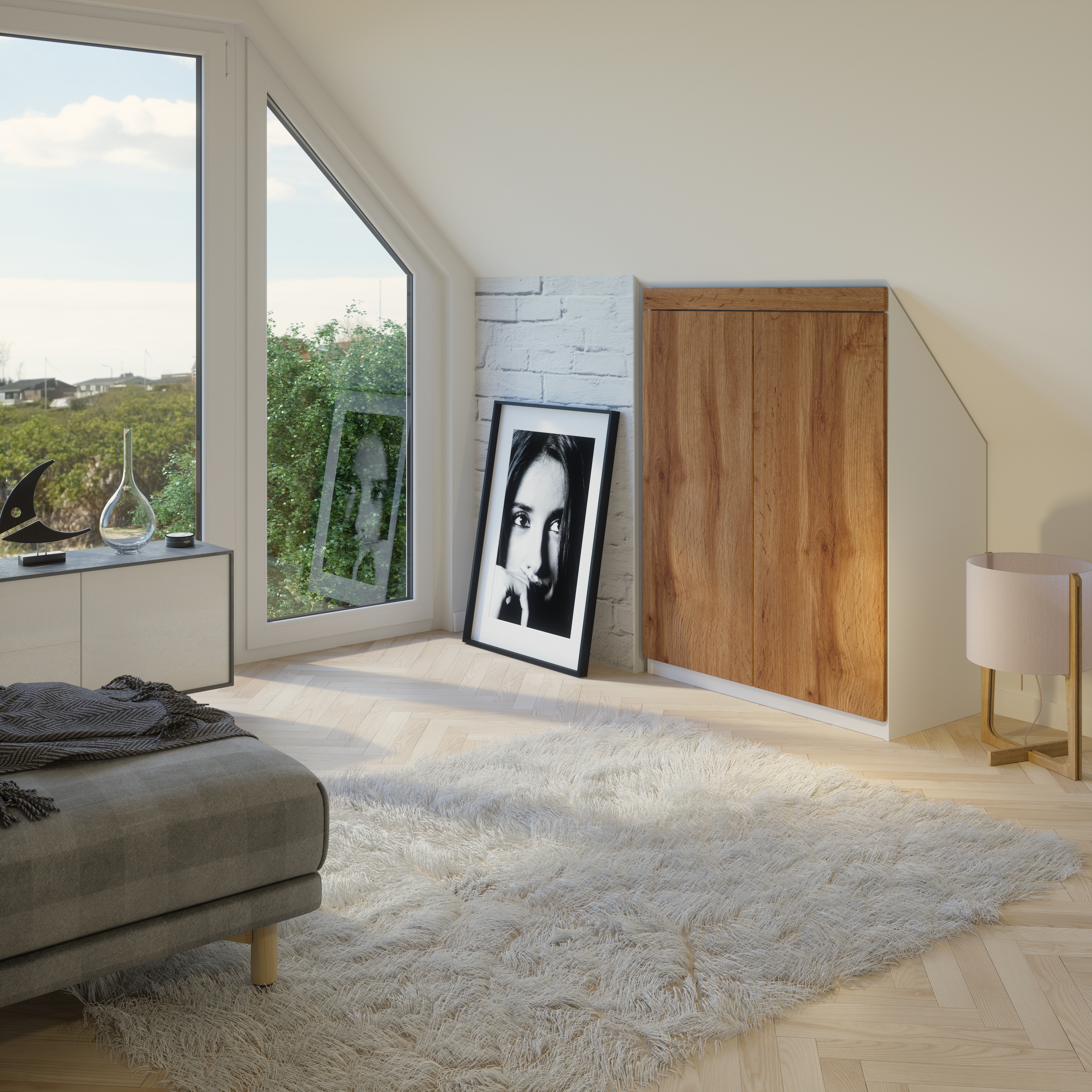 Drempelschrank nach Maß 2-türig – Individuell konfigurierbarer Dachschrägenschrank | Maßanfertigung für Drempel, Nischen & Dachschrägen | Perfekter Stauraum | Made in Germany